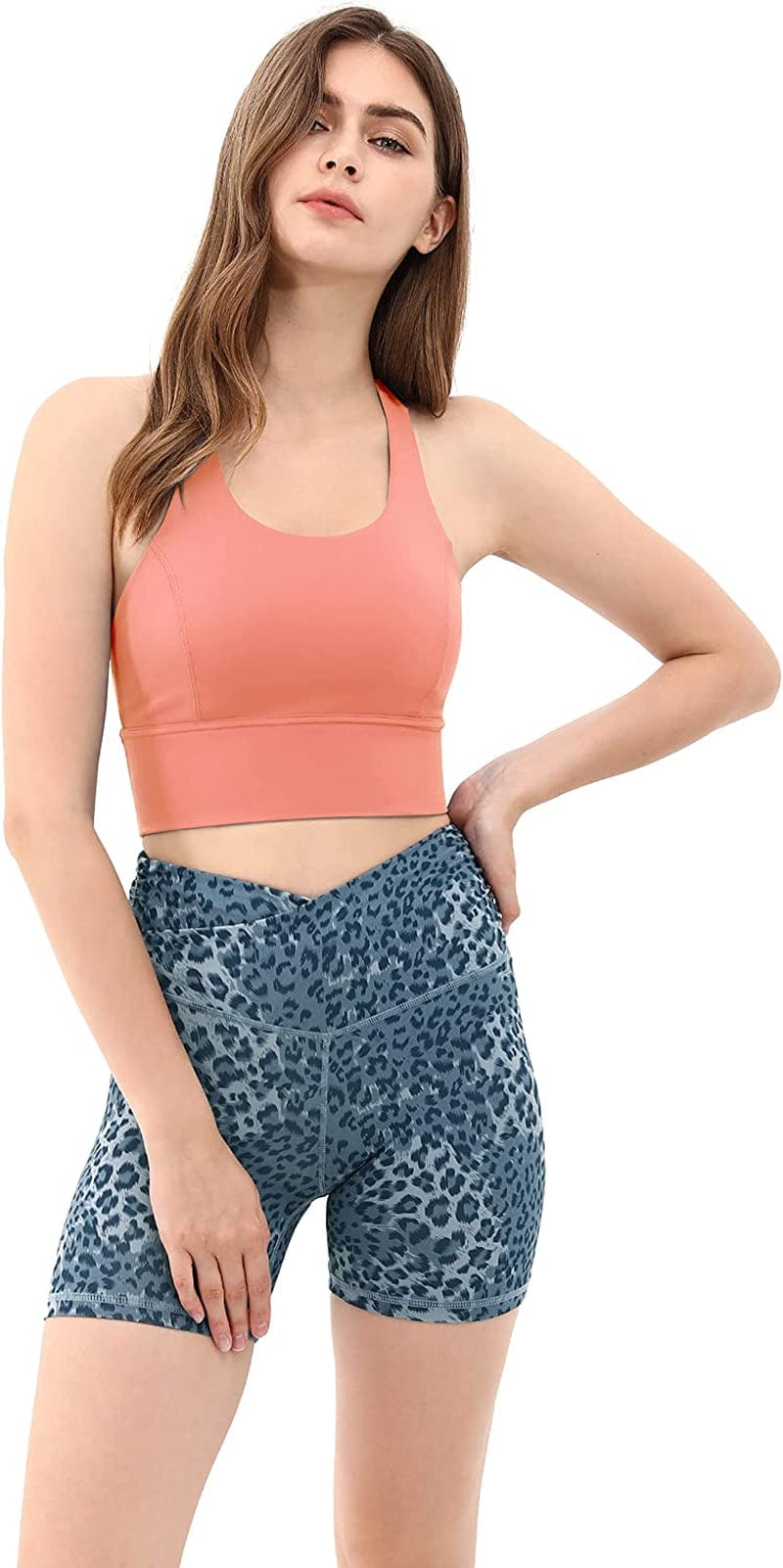 Women'S Y Racer Back Padded Sports Bra Fitness Workout Longline Yoga Bra Tops