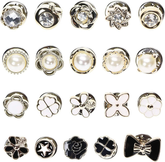 Women Shirt Brooch Pins 20Pcs Mini Cover up Enamel Safety Lapel Pins Buttons Sweater Shawl Clips for Coat Dress Clothes Decoration