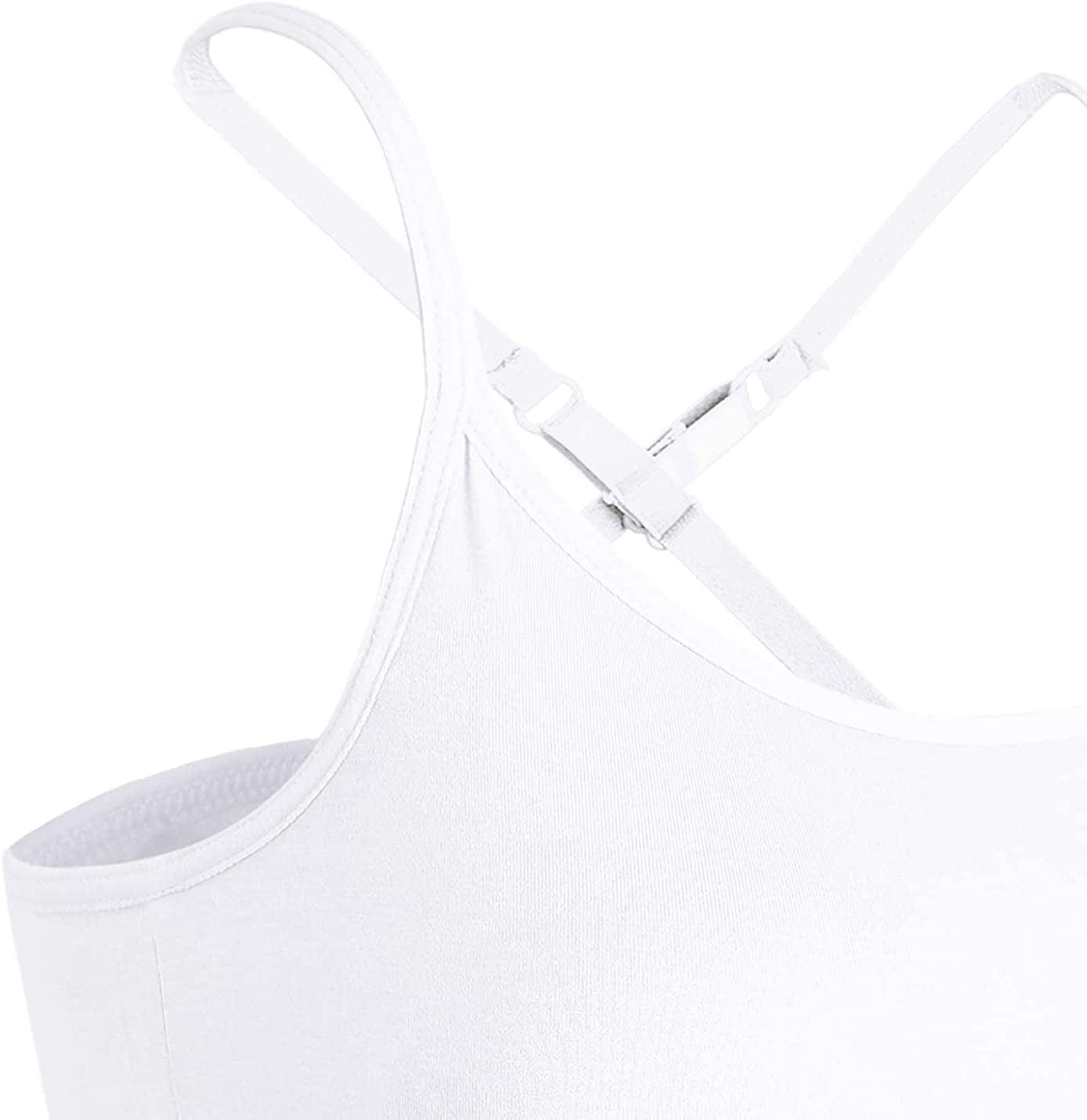 Women Spaghetti Strap Camisole Built in Shelf Bra Sleeveless Tank Top Padded Layering Undershirts Casual