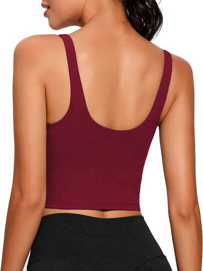 Women Sports Bra Longline Crop Tank Top Padded Workout Running Yoga