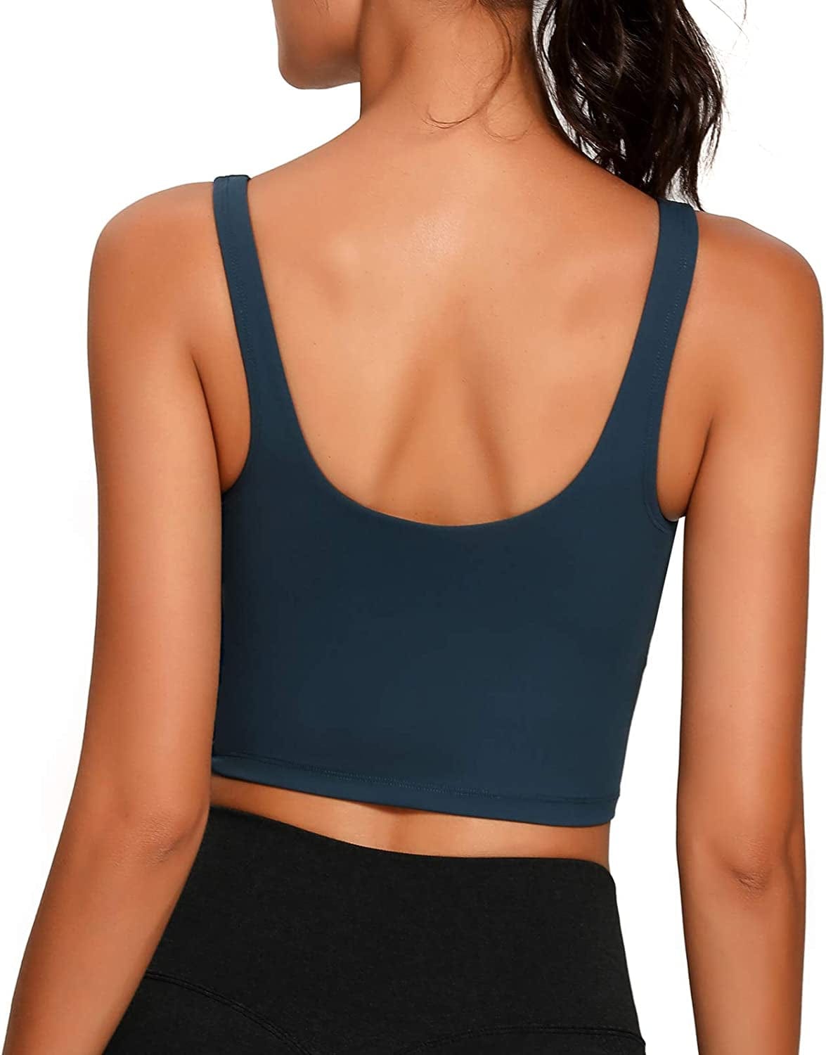 Women Sports Bra Longline Crop Tank Top Padded Workout Running Yoga