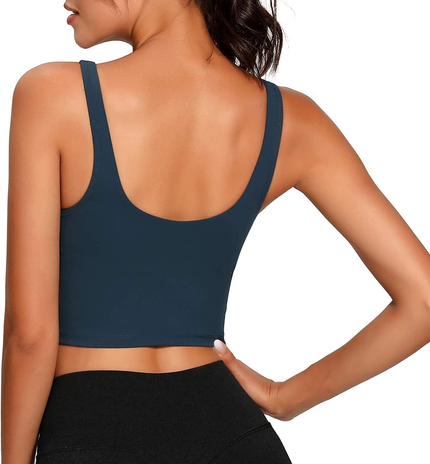 Women Sports Bra Longline Crop Tank Top Padded Workout Running Yoga