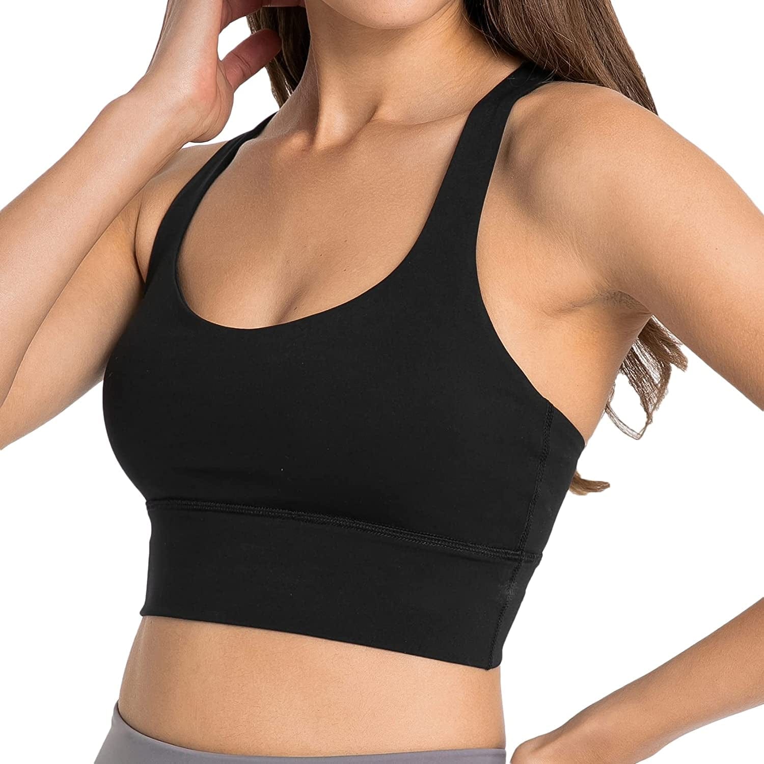 Women Strappy Cross Back Yoga Workout Sports Bra Longline Crop Tank Top
