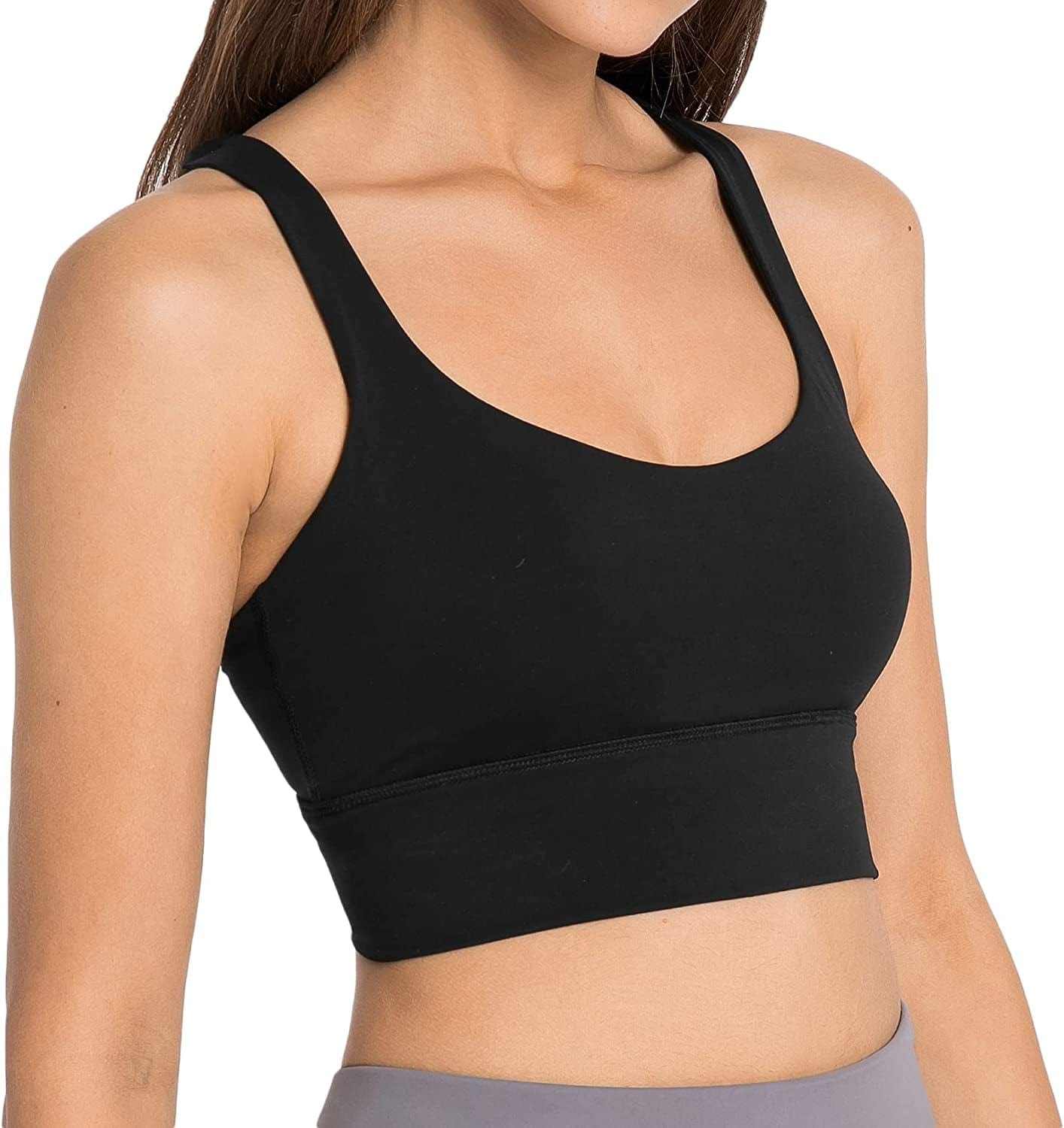 Women Strappy Cross Back Yoga Workout Sports Bra Longline Crop Tank Top