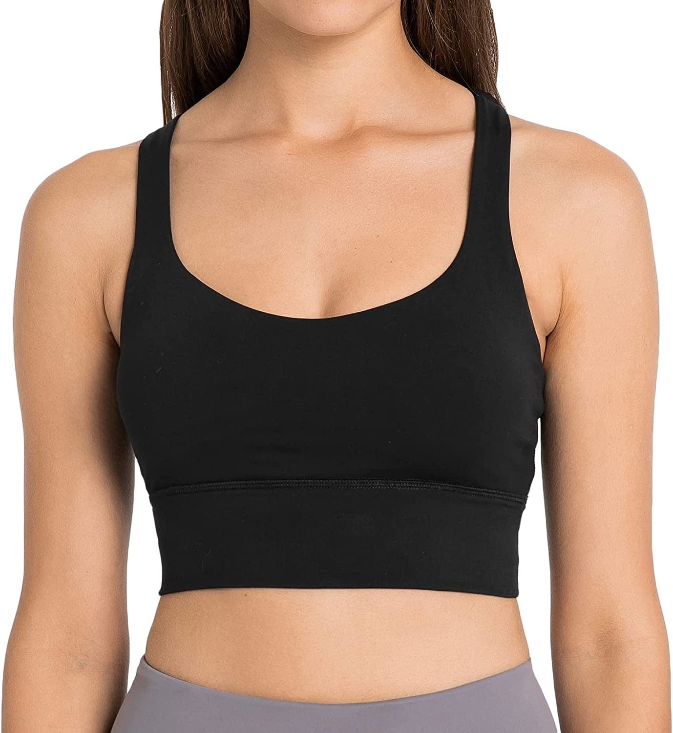 Women Strappy Cross Back Yoga Workout Sports Bra Longline Crop Tank Top