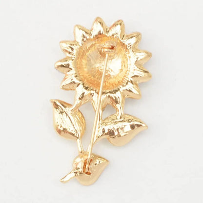 Women Sun Flower Lapel Pin Sunflower Shape Brooch Crystal Elegant Plant Flower Rhinestone Brooch for Ladies Girls Backpack Clothes Hat Bag Coat Yellow