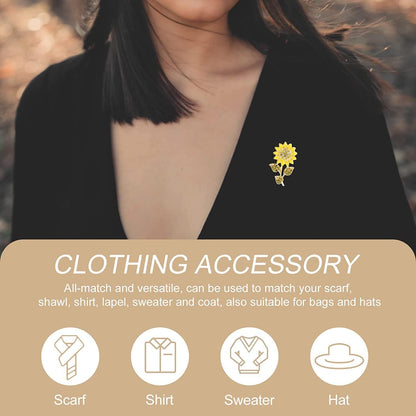 Women Sun Flower Lapel Pin Sunflower Shape Brooch Crystal Elegant Plant Flower Rhinestone Brooch for Ladies Girls Backpack Clothes Hat Bag Coat Yellow 1 Medium 1002724945S