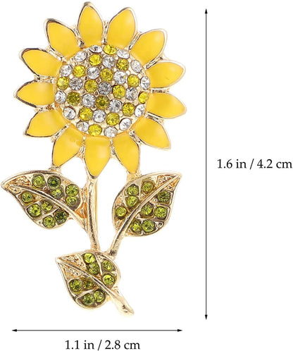 Women Sun Flower Lapel Pin Sunflower Shape Brooch Crystal Elegant Plant Flower Rhinestone Brooch for Ladies Girls Backpack Clothes Hat Bag Coat Yellow 1 Medium 1002724945S
