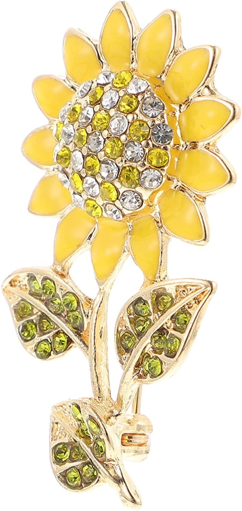 Women Sun Flower Lapel Pin Sunflower Shape Brooch Crystal Elegant Plant Flower Rhinestone Brooch for Ladies Girls Backpack Clothes Hat Bag Coat Yellow 1 Medium 1002724945S