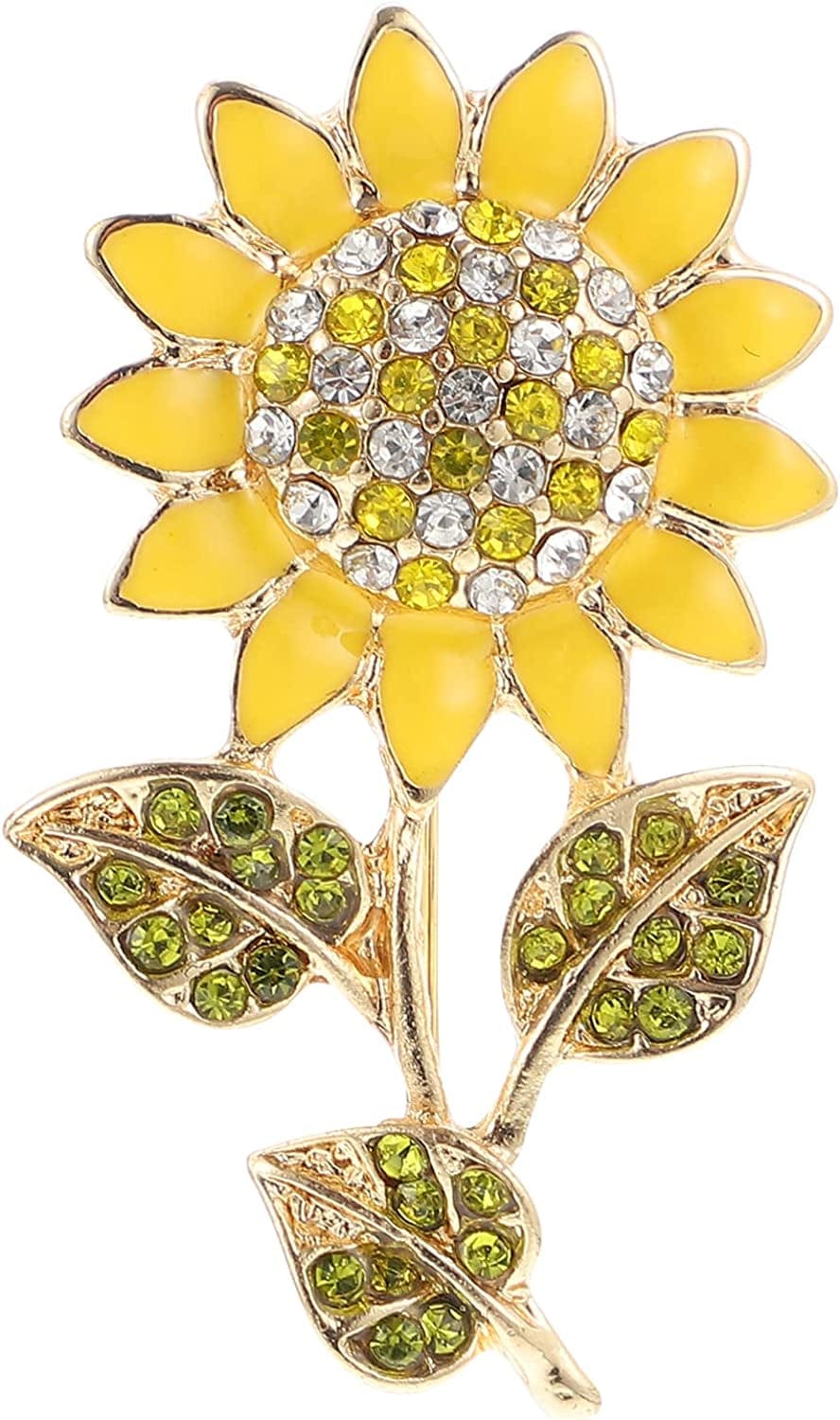 Women Sun Flower Lapel Pin Sunflower Shape Brooch Crystal Elegant Plant Flower Rhinestone Brooch for Ladies Girls Backpack Clothes Hat Bag Coat Yellow 1 Medium 1002724945S
