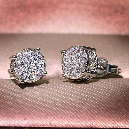 Women Synthetic Diamond Ear Studs Diamond Earrings,Women Girls Jewelry Wedding Dating Festival Gift Zircon Ear Studs Wedding Gift for Party Silver