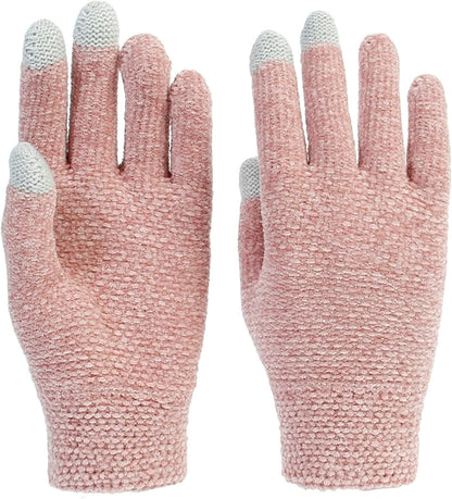 Women Winter Warm Touch Screen Gloves Knitted Soft Elastic Thick Gloves for Clod Weather Apparel & Accessories > Clothing Accessories > Gloves & Mittens Muryobao Z-pink  