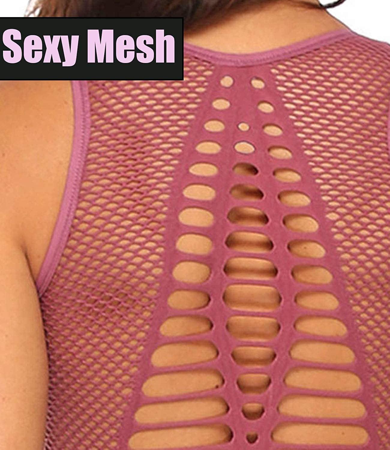 Women Yoga Tank Top Workout Tops Seamless Sport Bra Racerback Built in Bra Removable Pad