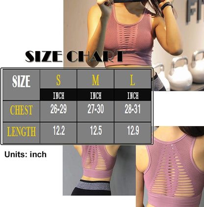 Women Yoga Tank Top Workout Tops Seamless Sport Bra Racerback Built in Bra Removable Pad
