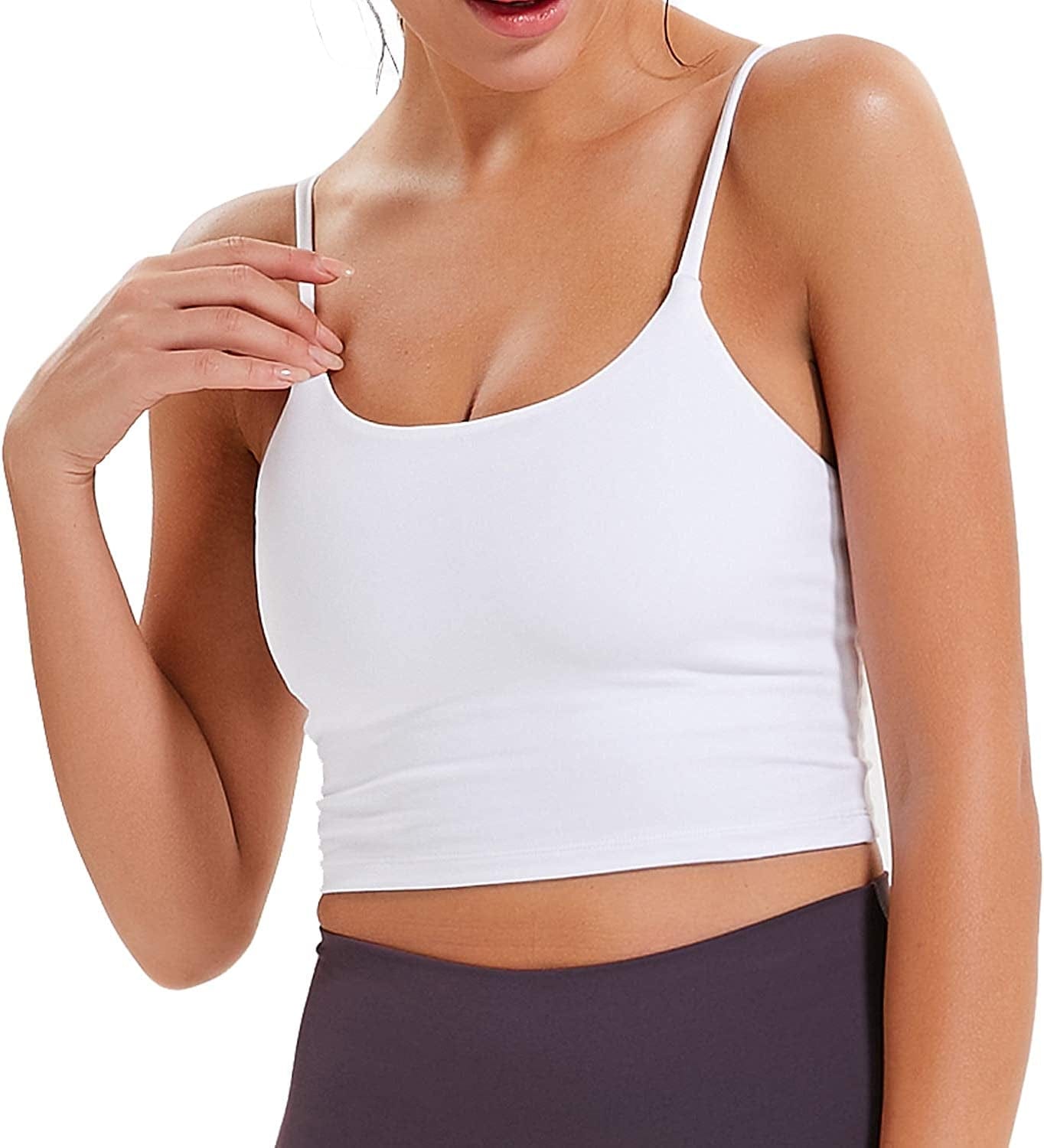 Women Yoga Tank Tops Padded Sports Bra Workout Fitness Running Crop Top B-white / Large