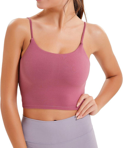 Women Yoga Tank Tops Padded Sports Bra Workout Fitness Running Crop Top E-rose Red / Small