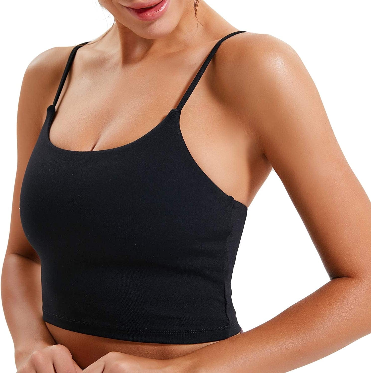Women Yoga Tank Tops Padded Sports Bra Workout Fitness Running Crop Top A-black / Medium
