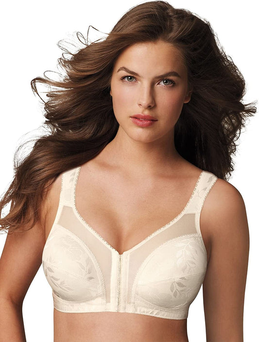 Womens 18 Hour Front-Close Wirefree Bra W/ Flex Back Light Beige / 46DD