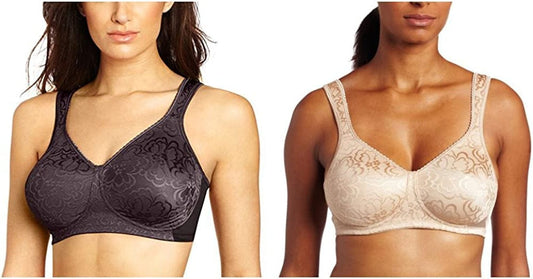 Womens 18 Hour Ultimate Lift and Support Wire Free Bra, Black/Nude, 42C