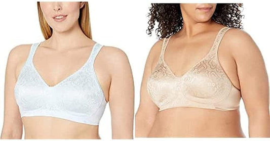 Womens 18 Hour Ultimate Lift and Support Wire Free Bra, White/Nude, 44DD