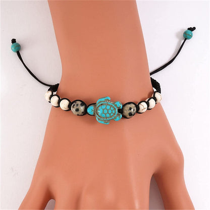 Womens Adjustable Woven Vintage Bracelet with Card, Bohemian Turquoise Turtle Bead Bracelet (A, One Size) Apparel & Accessories > Jewelry > Bracelets Generic   