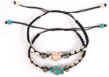 Womens Adjustable Woven Vintage Bracelet with Card, Bohemian Turquoise Turtle Bead Bracelet (A, One Size) Apparel & Accessories > Jewelry > Bracelets Generic   