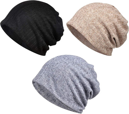 Womens Baggy Soft Slouchy Beanie Hat Stretch Infinity Scarf Head Wrap Cap Apparel & Accessories > Clothing Accessories > Headwear XYIYI 3pcs Black+grey+coffee  