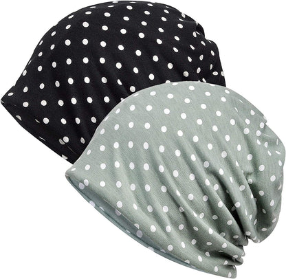 Womens Baggy Soft Slouchy Beanie Hat Stretch Infinity Scarf Head Wrap Cap Apparel & Accessories > Clothing Accessories > Headwear XYIYI 2pcs Dot Plot-k  