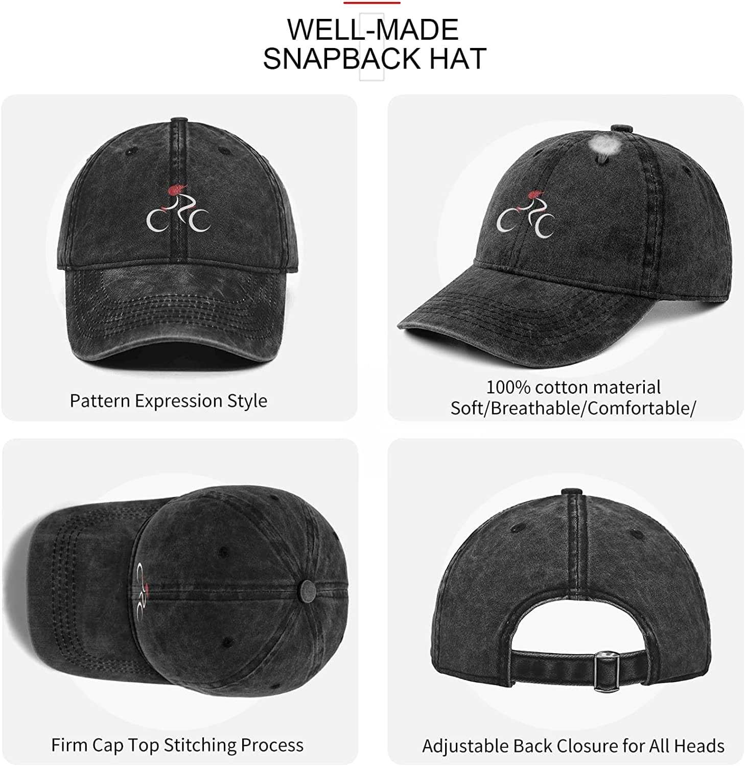 Womens Baseball Caps Baseball Hats for Men Black Baseball Caps for Women Adjustable Denim Black Dad Hats for Mens Caps Plain Cotton Cute Vintage Trucker Pack Ball Caps for Mens Gifts (Cycling) Apparel & Accessories > Clothing Accessories > Hats KLYJI   