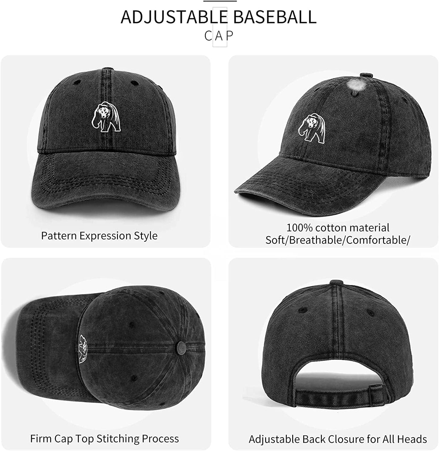 Womens Baseball Caps Hats for Women Ball Cap Cute Distressed Dad Vintage Trucker Adjustable Denim Plain Bulk Black Unstructured Apparel & Accessories > Clothing Accessories > Hats KLYJI   