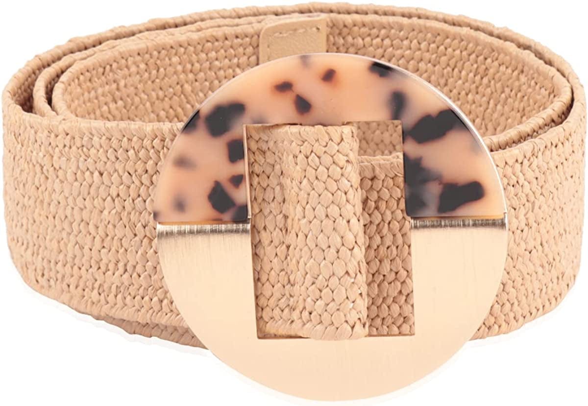 Womens Belt Fashion Metal Buckle Waist Belt - Faux Leather Skinny Dress Jeans Pants Belts Solid, Rhinestone Apparel & Accessories > Clothing Accessories > Belts RIAH FASHION Acetate Buckle Belt - Straw Light Brown  
