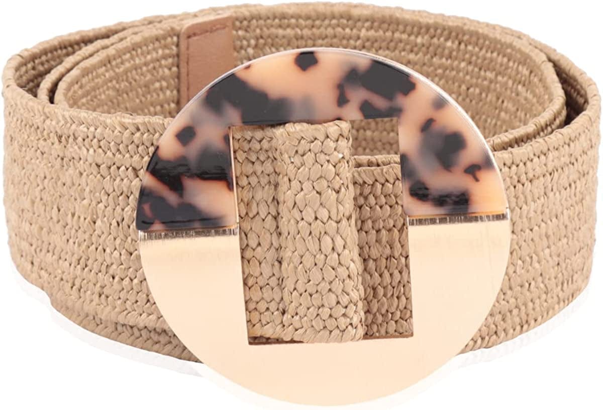 Womens Belt Fashion Metal Buckle Waist Belt - Faux Leather Skinny Dress Jeans Pants Belts Solid, Rhinestone Apparel & Accessories > Clothing Accessories > Belts RIAH FASHION Acetate Buckle Belt - Straw Khaki  