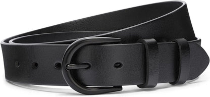 Womens Black Buckle Belt SANSTHS Casual Leather Jeans Belts with Black Metal Buckle Apparel & Accessories > Clothing Accessories > Belts SANSTHS B-dumb Buckle Fit Pants Size 23"-28" 