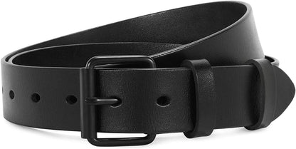 Womens Black Buckle Belt SANSTHS Casual Leather Jeans Belts with Black Metal Buckle Apparel & Accessories > Clothing Accessories > Belts SANSTHS G-black Fit Pants Size 35"-40" 