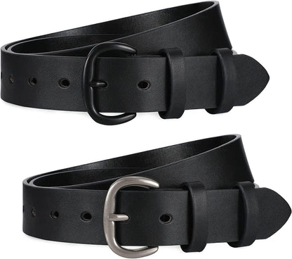 Womens Black Buckle Belt SANSTHS Casual Leather Jeans Belts with Black Metal Buckle Apparel & Accessories > Clothing Accessories > Belts SANSTHS J-black+silver Black Fit Pants Size 44"-48" 