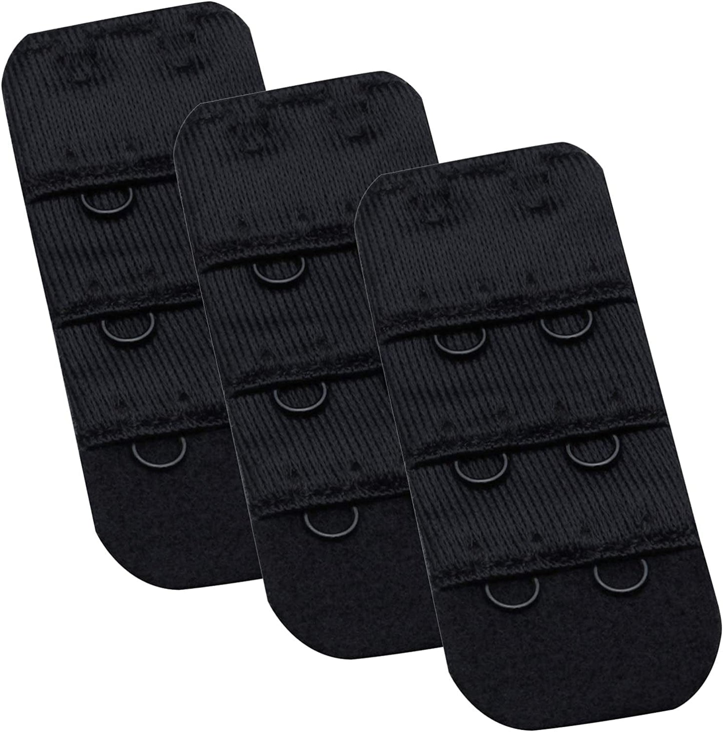 Womens Bra Extender Bra Band Breathing Room 3Pcs-Pack Multi-Size Black, 2 Hook 3/8 Inch