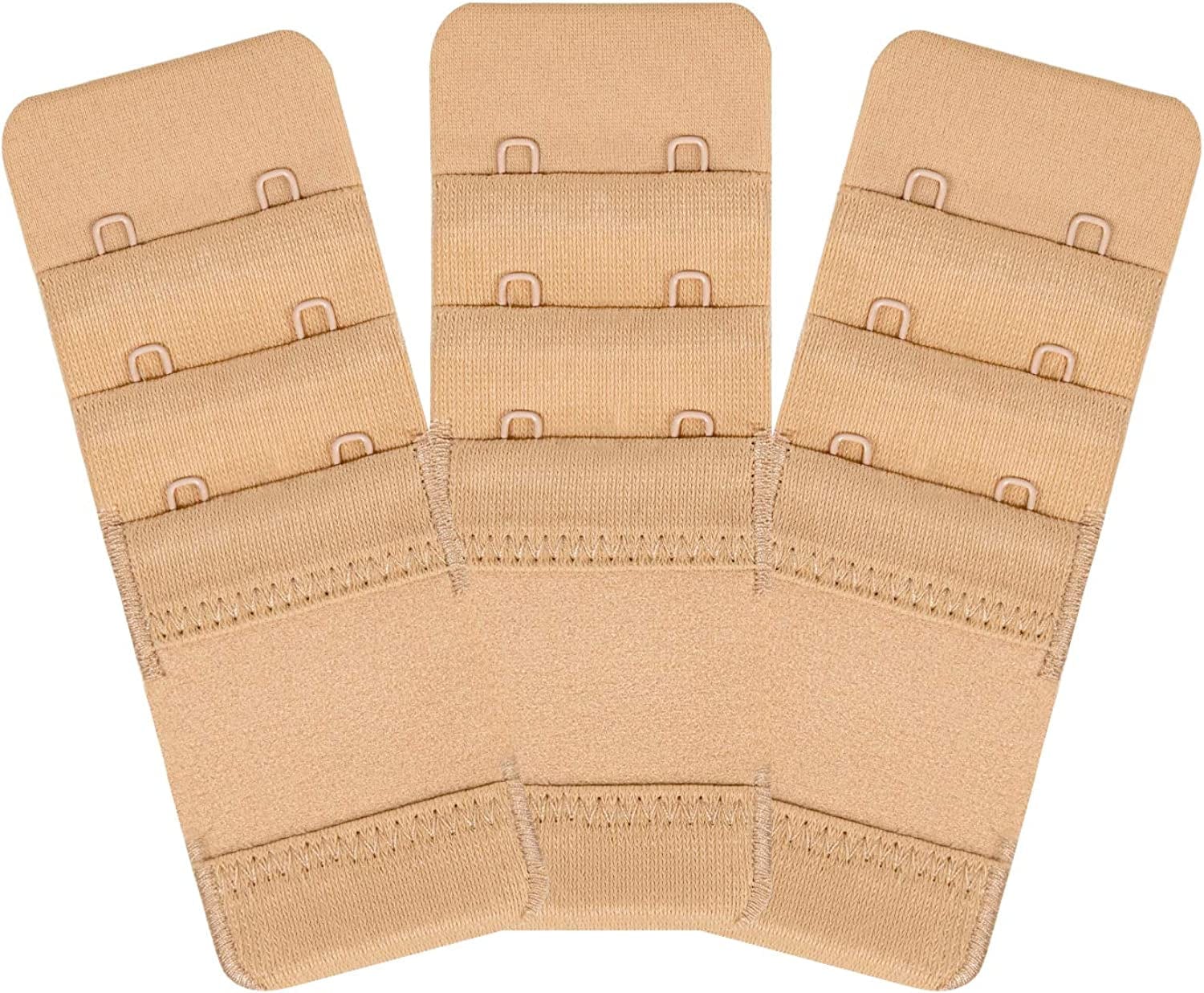 Womens Bra Extender Bra Band Breathing Room 3Pcs-Pack Multi-Size Nude-elastic,2 Hook 3/4 Inch