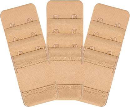 Womens Bra Extender Bra Band Breathing Room 3Pcs-Pack Multi-Size Nude-elastic,2 Hook 3/4 Inch
