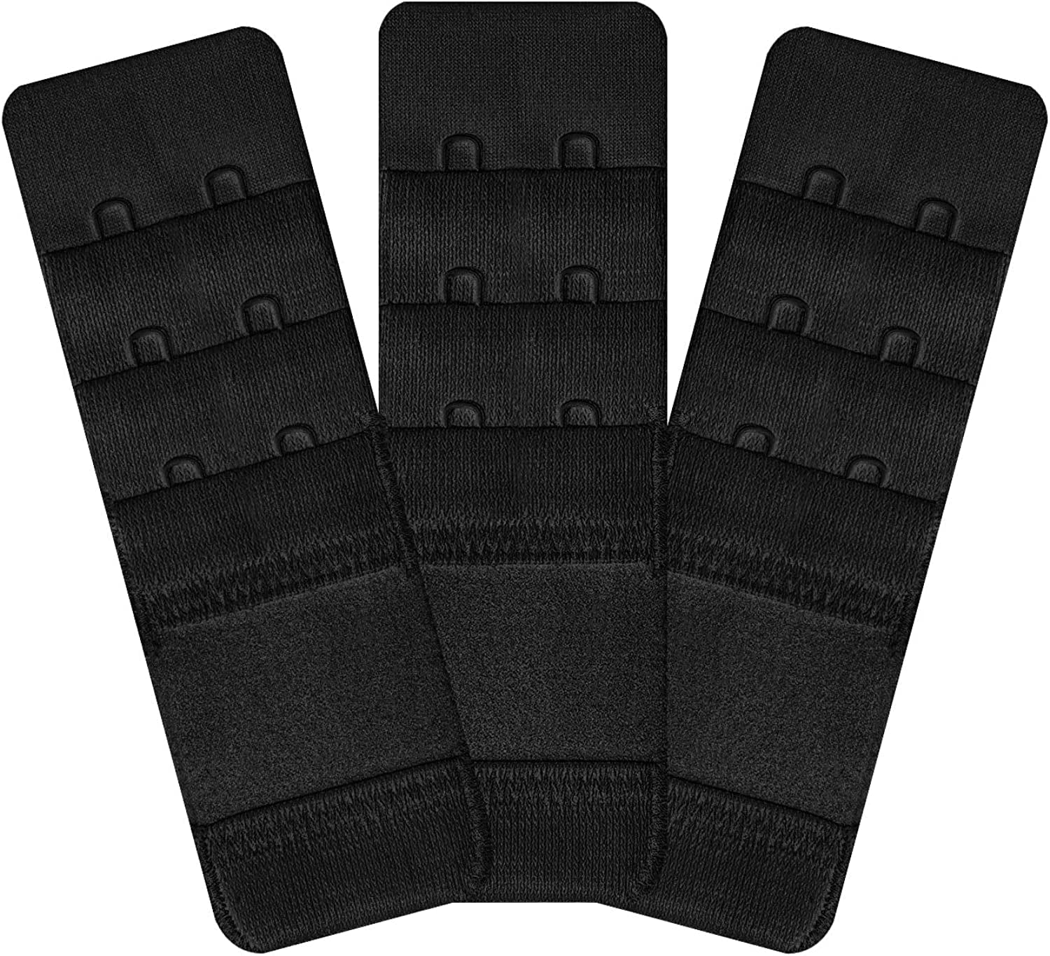 Womens Bra Extender Bra Band Breathing Room 3Pcs-Pack Multi-Size Black-elastic,2 Hook 1/2 Inch