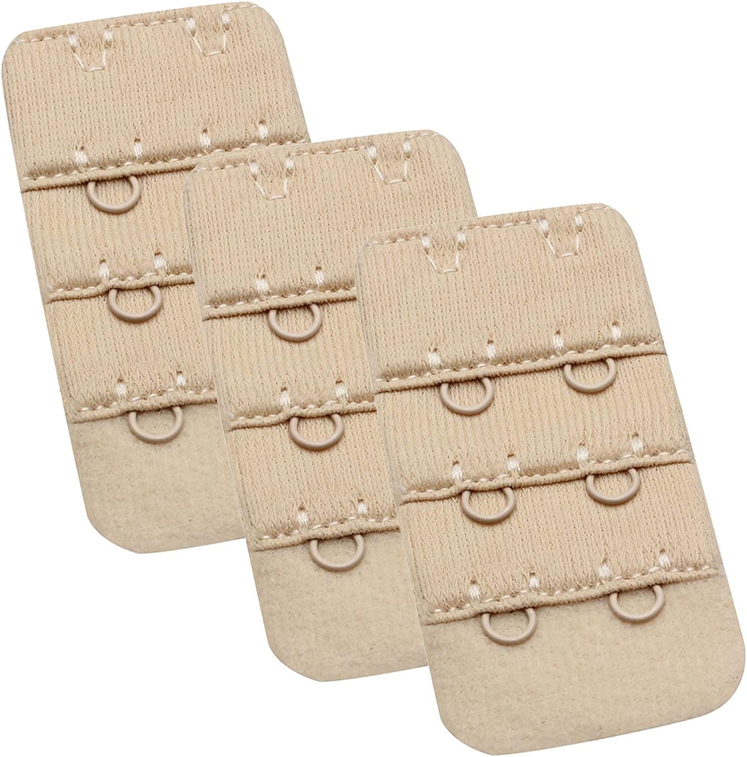 Womens Bra Extender Bra Band Breathing Room 3Pcs-Pack Multi-Size Nude, 2 Hook 3/4 Inch
