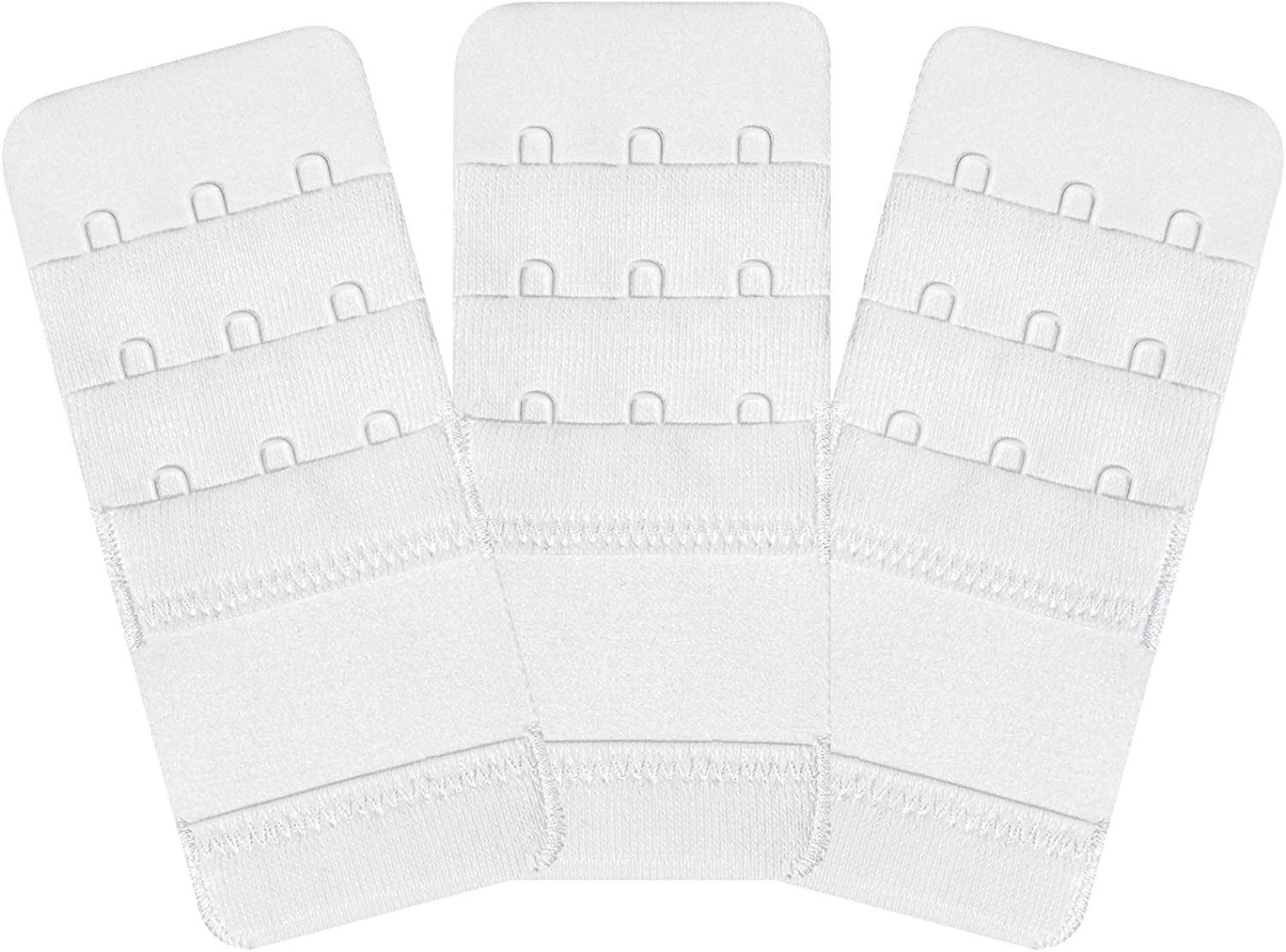 Womens Bra Extender Bra Band Breathing Room 3Pcs-Pack Multi-Size White-elastic,3 Hook 1/2 Inch