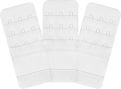 Womens Bra Extender Bra Band Breathing Room 3Pcs-Pack Multi-Size White-elastic,3 Hook 1/2 Inch
