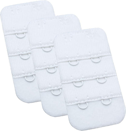 Womens Bra Extender Bra Band Breathing Room 3Pcs-Pack Multi-Size White, 2 Hook 1/2 Inch