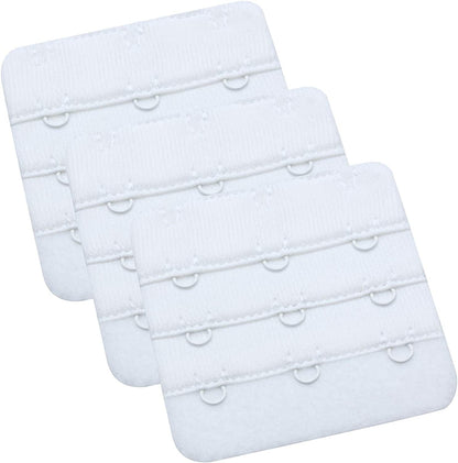 Womens Bra Extender Bra Band Breathing Room 3Pcs-Pack Multi-Size White, 3 Hook 3/4 Inch