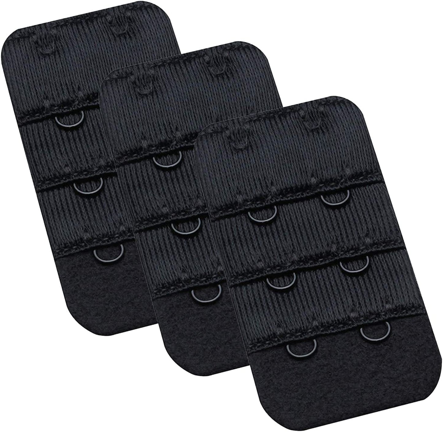 Womens Bra Extender Bra Band Breathing Room 3Pcs-Pack Multi-Size Black, 2 Hook 3/4 Inch