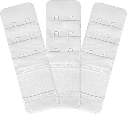 Womens Bra Extender Bra Band Breathing Room 3Pcs-Pack Multi-Size White-elastic,2 Hook 1/2 Inch