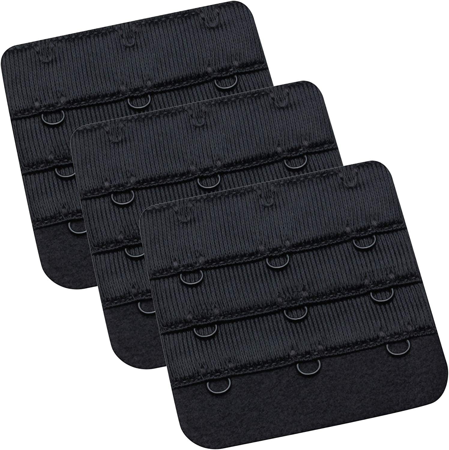 Womens Bra Extender Bra Band Breathing Room 3Pcs-Pack Multi-Size Black, 3 Hook 3/4 Inch