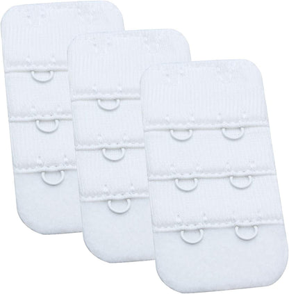 Womens Bra Extender Bra Band Breathing Room 3Pcs-Pack Multi-Size White, 2 Hook 3/4 Inch