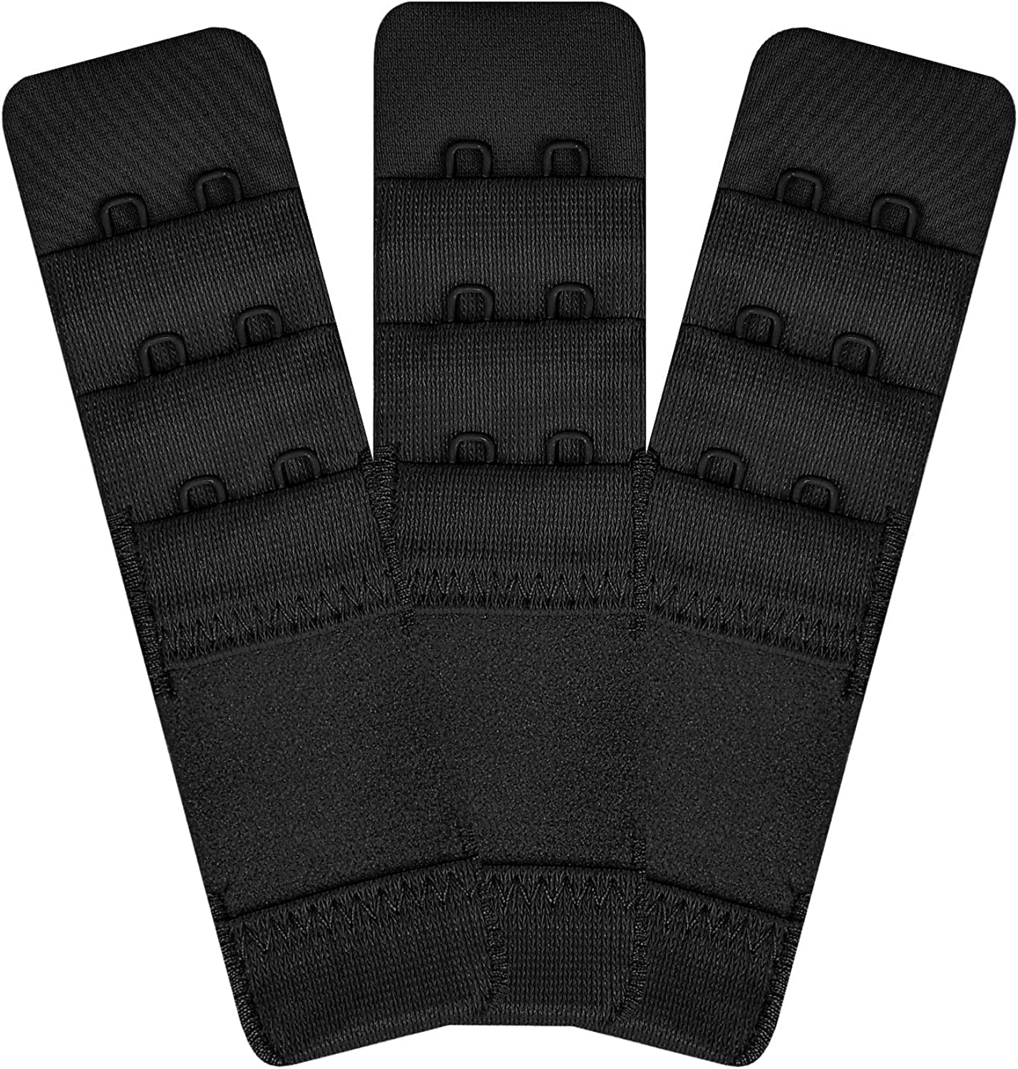 Womens Bra Extender Bra Band Breathing Room 3Pcs-Pack Multi-Size Black-elastic,2 Hook 3/8 Inch