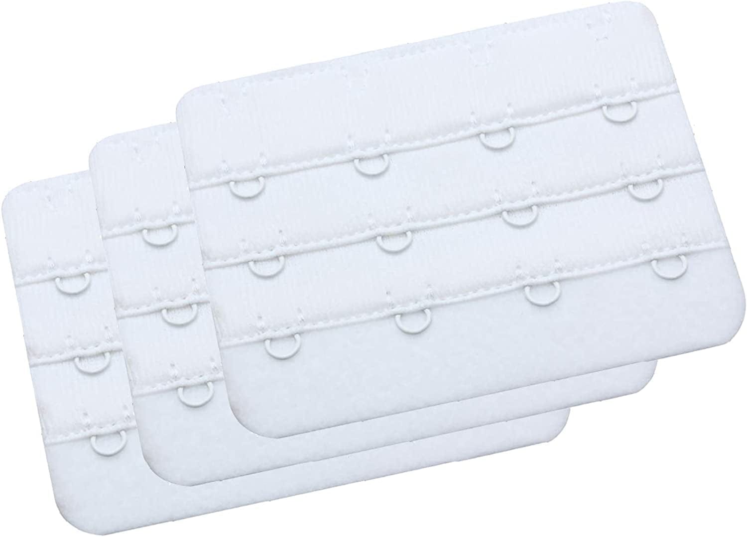 Womens Bra Extender Bra Band Breathing Room 3Pcs-Pack Multi-Size White, 4 Hook 3/4 Inch